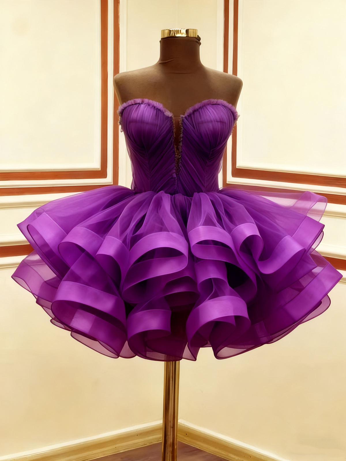 A-Line Green Tulle Short Prom Dress Birthday Party Dress Homecoming Dress - View 6 | FashionDia