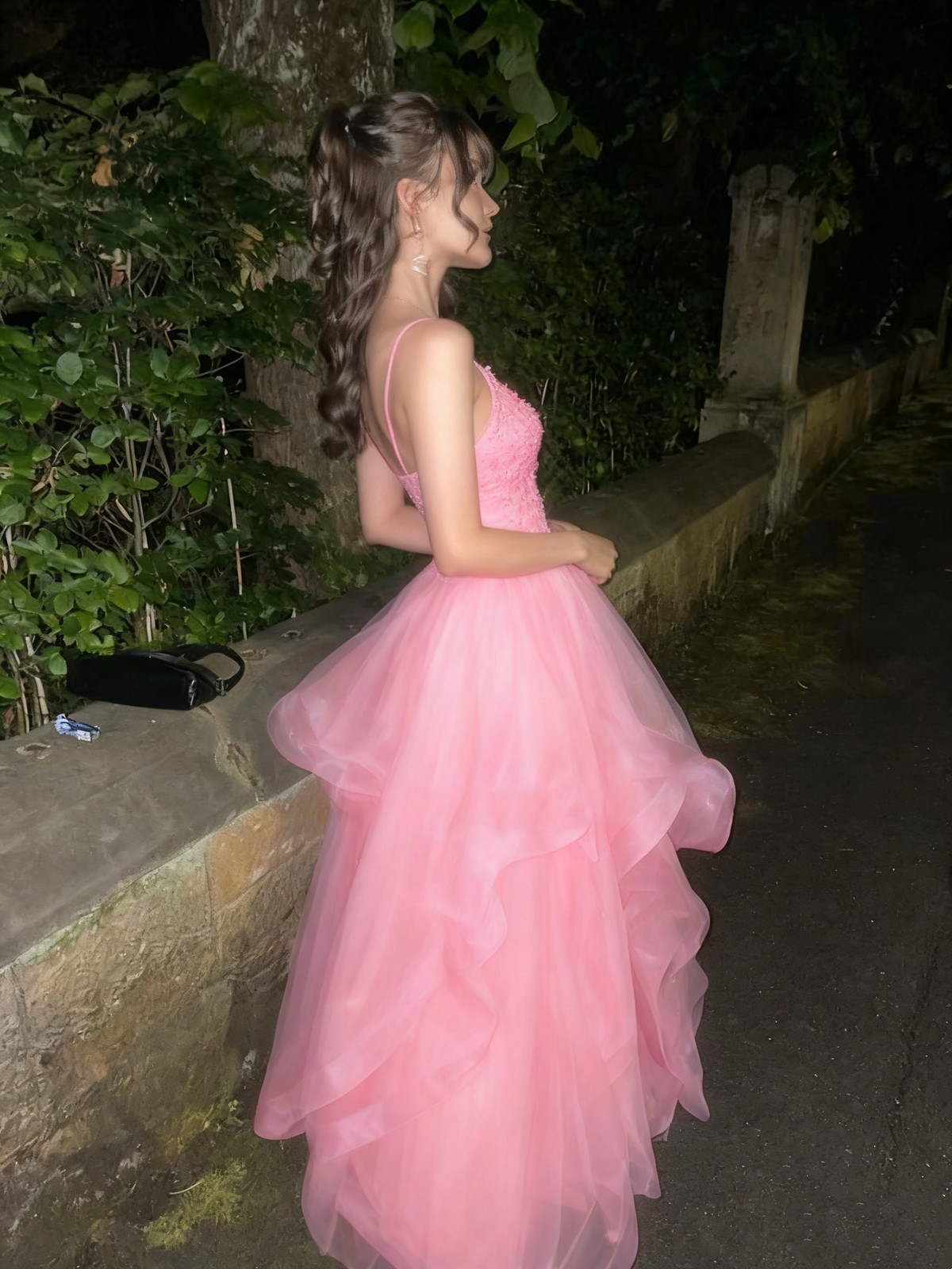 A-Line Blue Shinny Tulle Party Dress Long Evening Dress Vintage Prom Dress - View 5 | FashionDia
