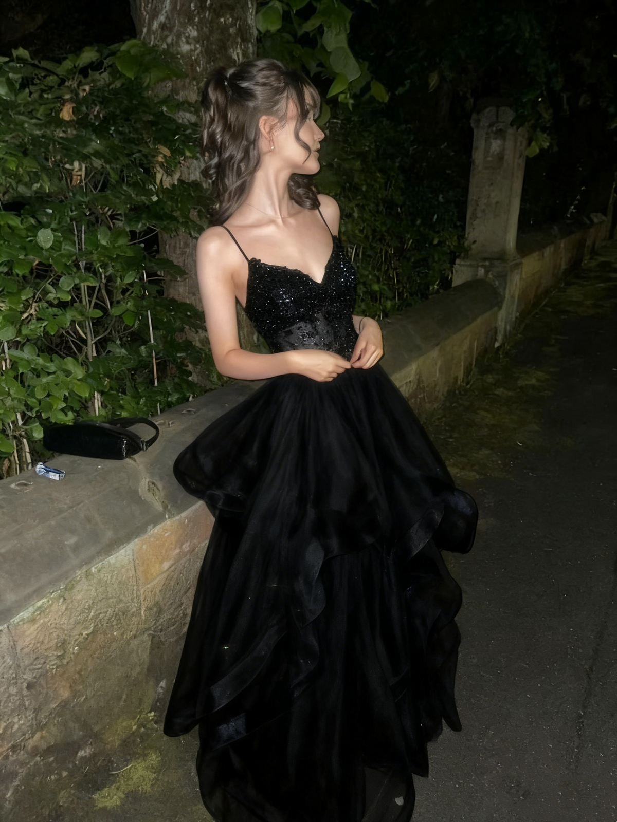 A-Line Blue Shinny Tulle Party Dress Long Evening Dress Vintage Prom Dress - View 7 | FashionDia