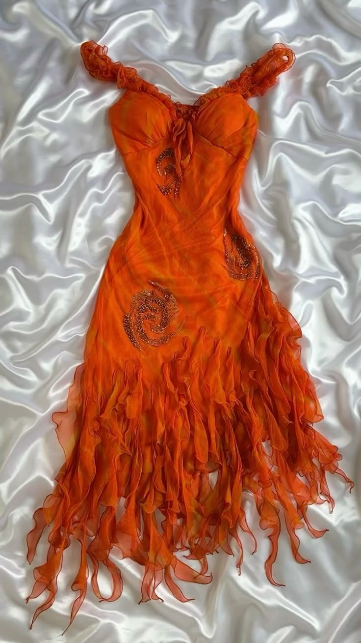 Classy Orange Long Prom Dress 21st Birthday Outfit Evening Gowns - VelvetHem