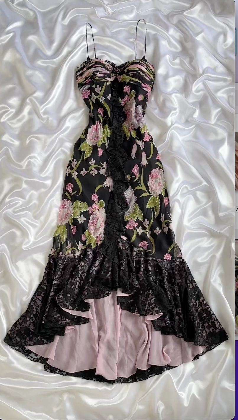 Flora Printed Long Prom Dress Sleeveless Lace Evening Dress - VelvetHem