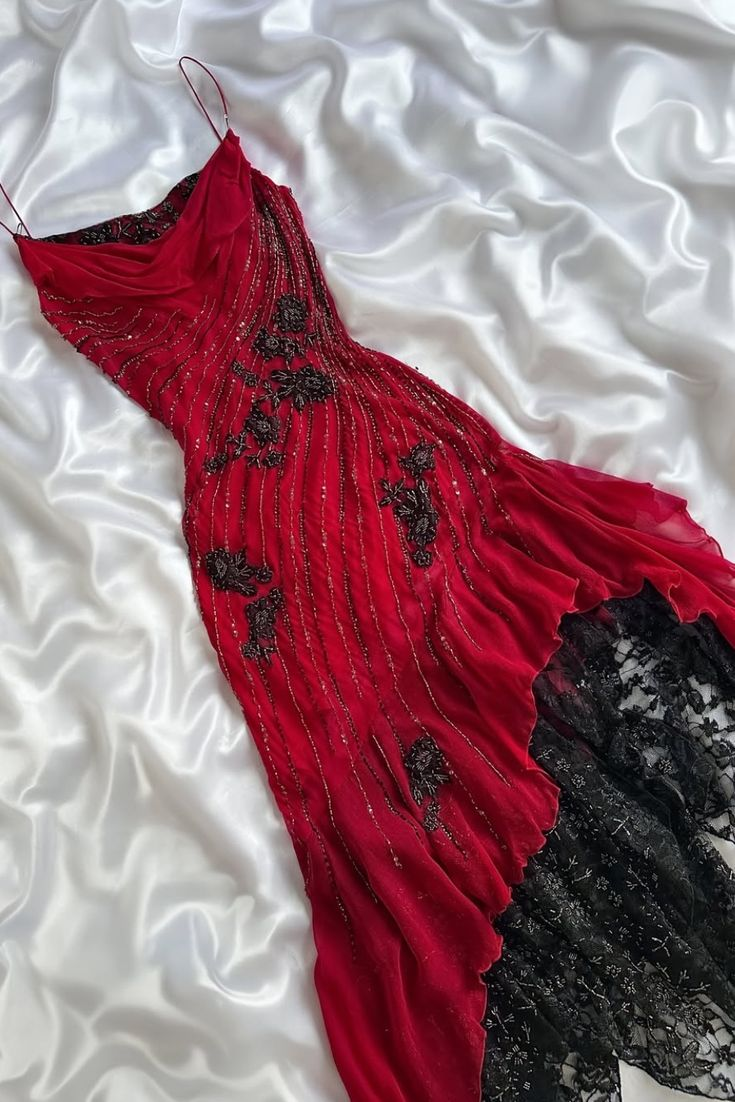 Beaded Red Sexy Long Prom Dress Classy Evening Dress