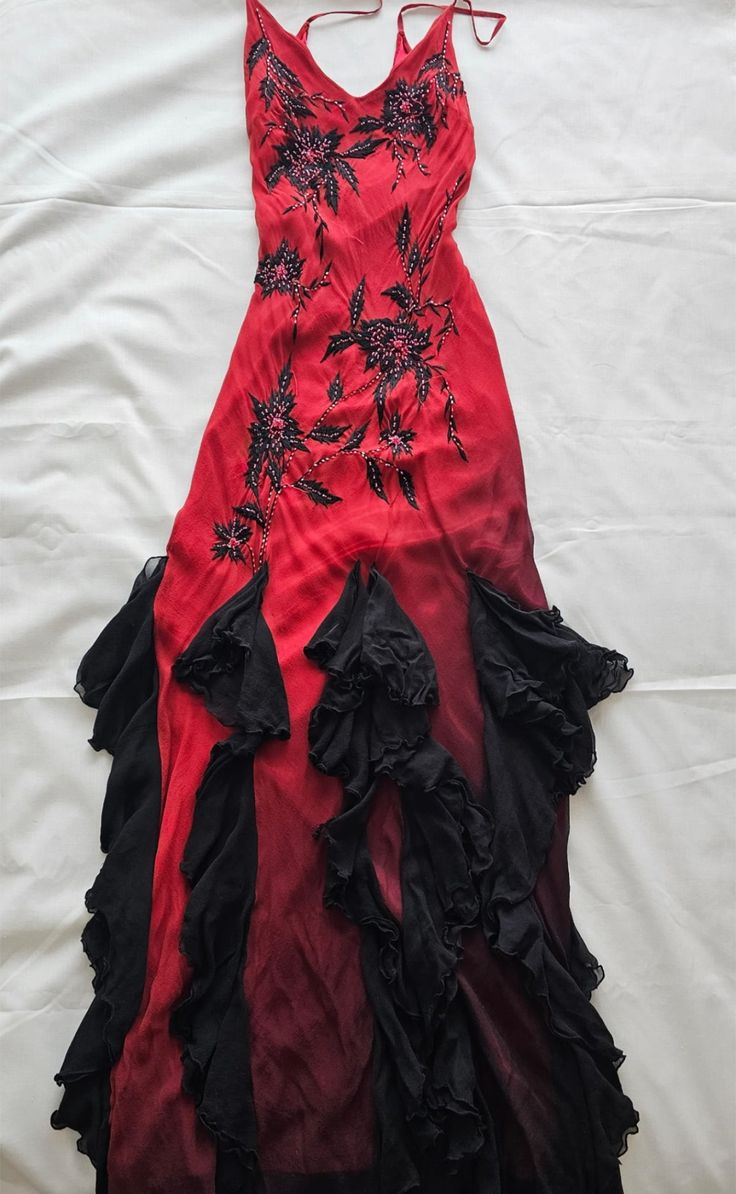 Sexy Red Long Prom Dress With Ruffles Classy Formal Evening Dress