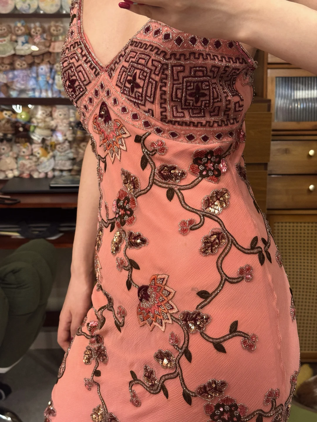 Beaded Vintage Midi Evening Dress Birthday Outfit Prom Dress - View 2 | FashionDia