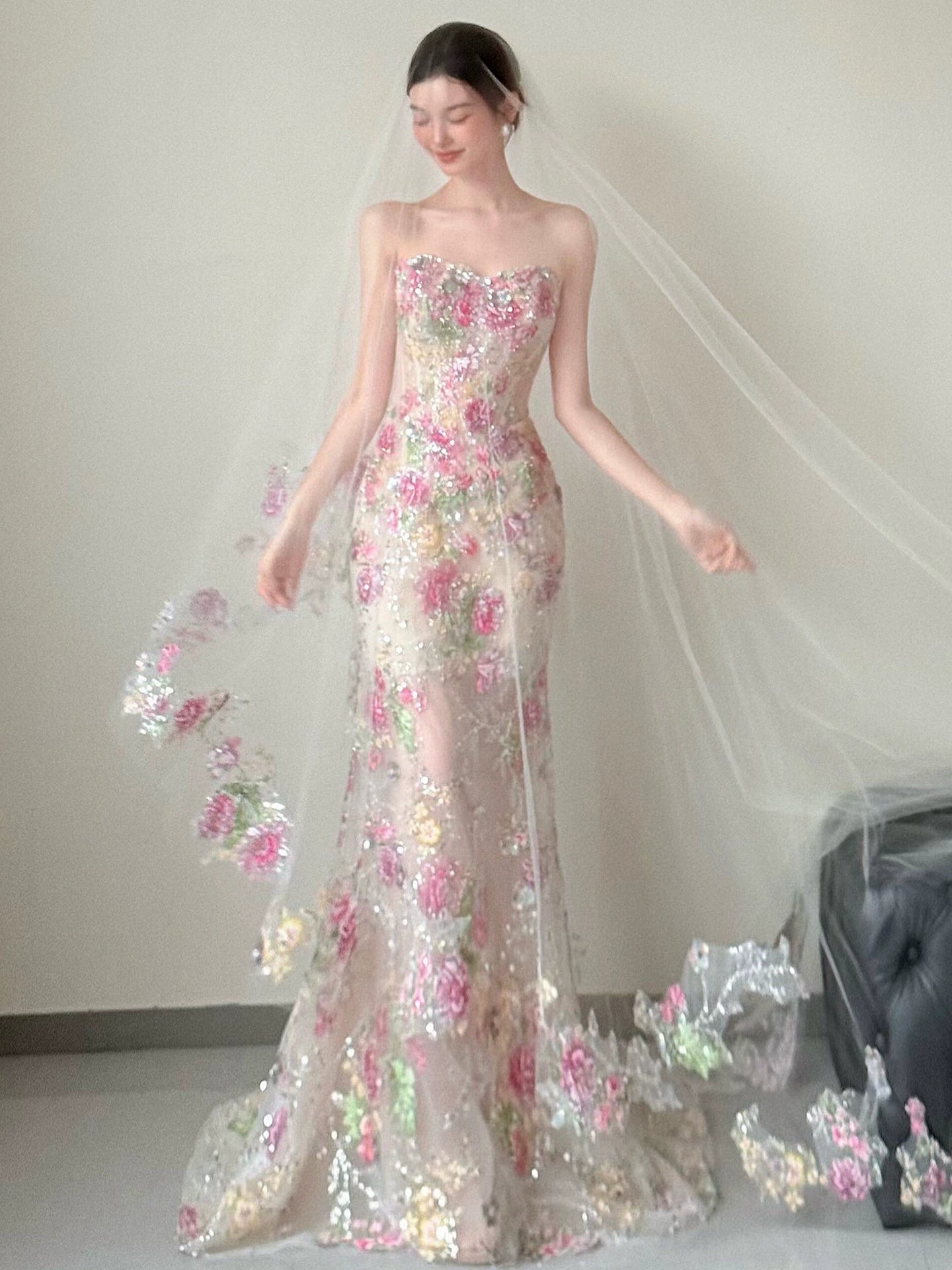 Sweetheart Mermaid Bead Flora Wedding Dress Sexy Evening Dress Prom Dress fg8280