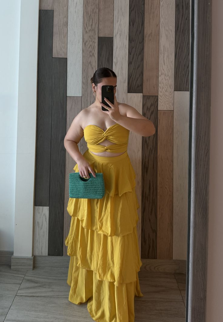 A-Line Strapless Yellow Prom Party Dress Evening Dress Birthday Outfit - FashionDia