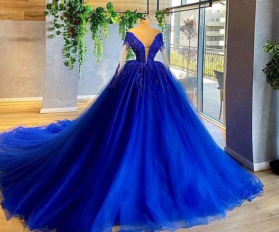 Blue Prom Dress ball Gown Prom Dresses, Graduation Party Dresses, Prom Dresses For Teens fg923