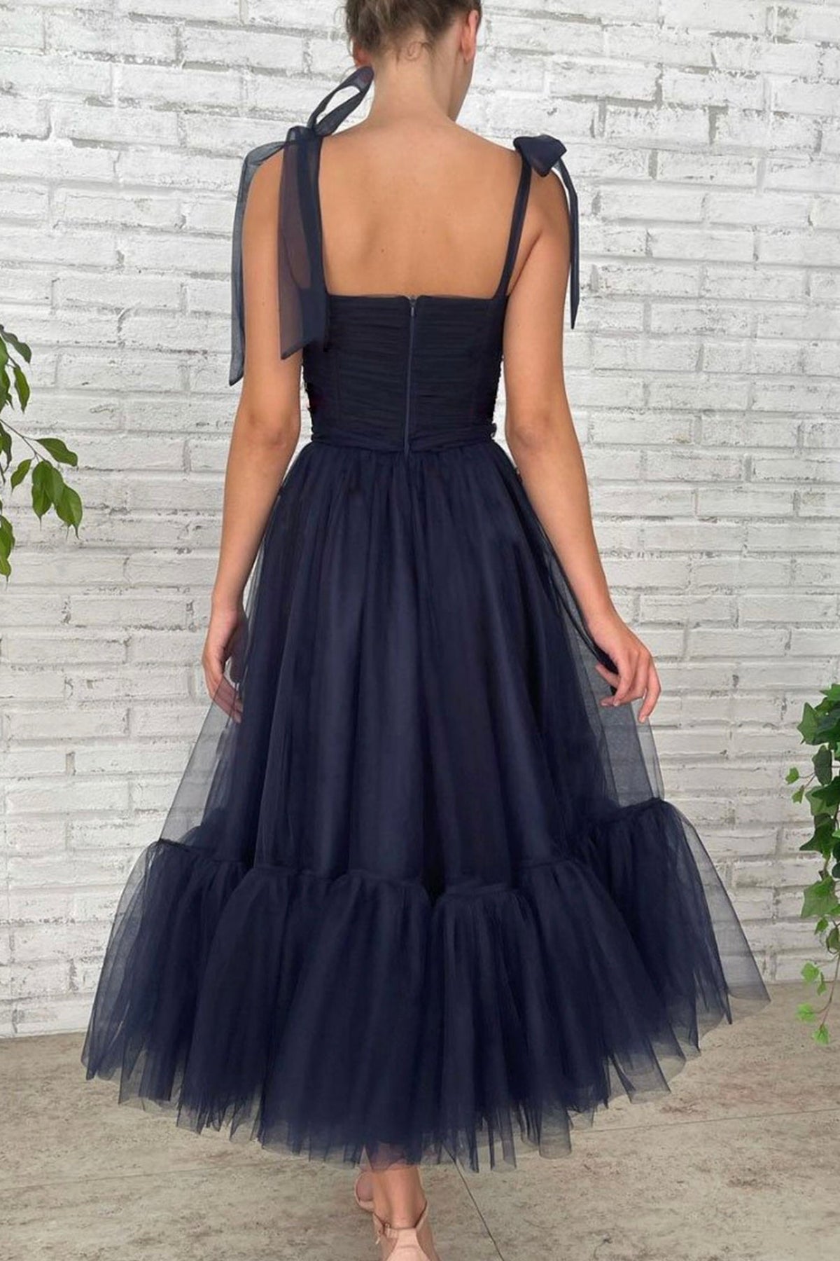 Dark blue tulle Short Homecoming Dress - View 2 | FashionDia