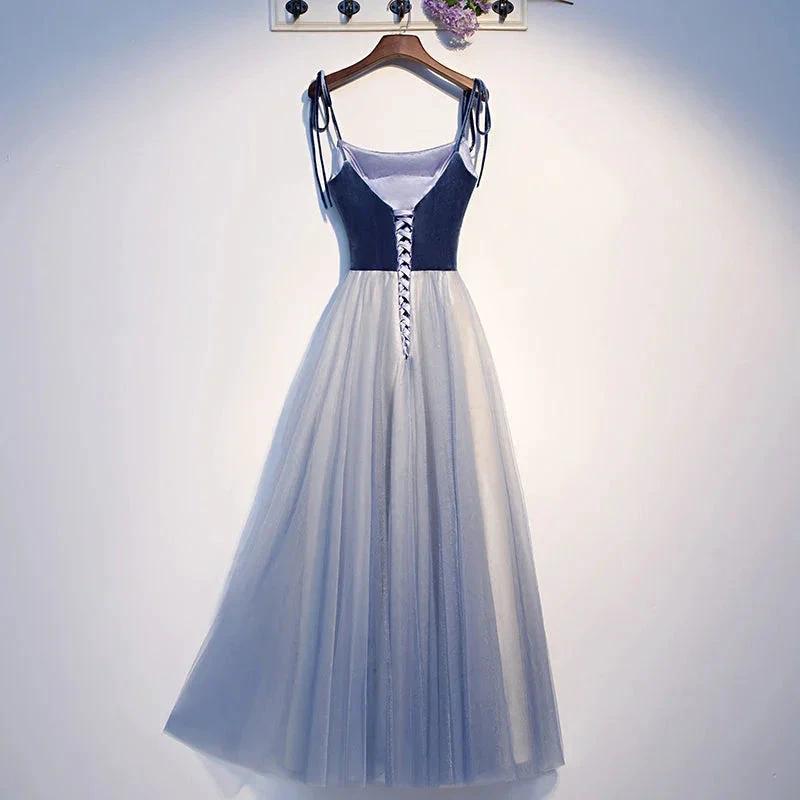 Blue velvet tulle short homecoming dress s99 (ZD12613)