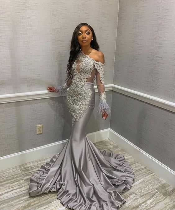 Glamorous black girl evening dresses mermaid prom dress