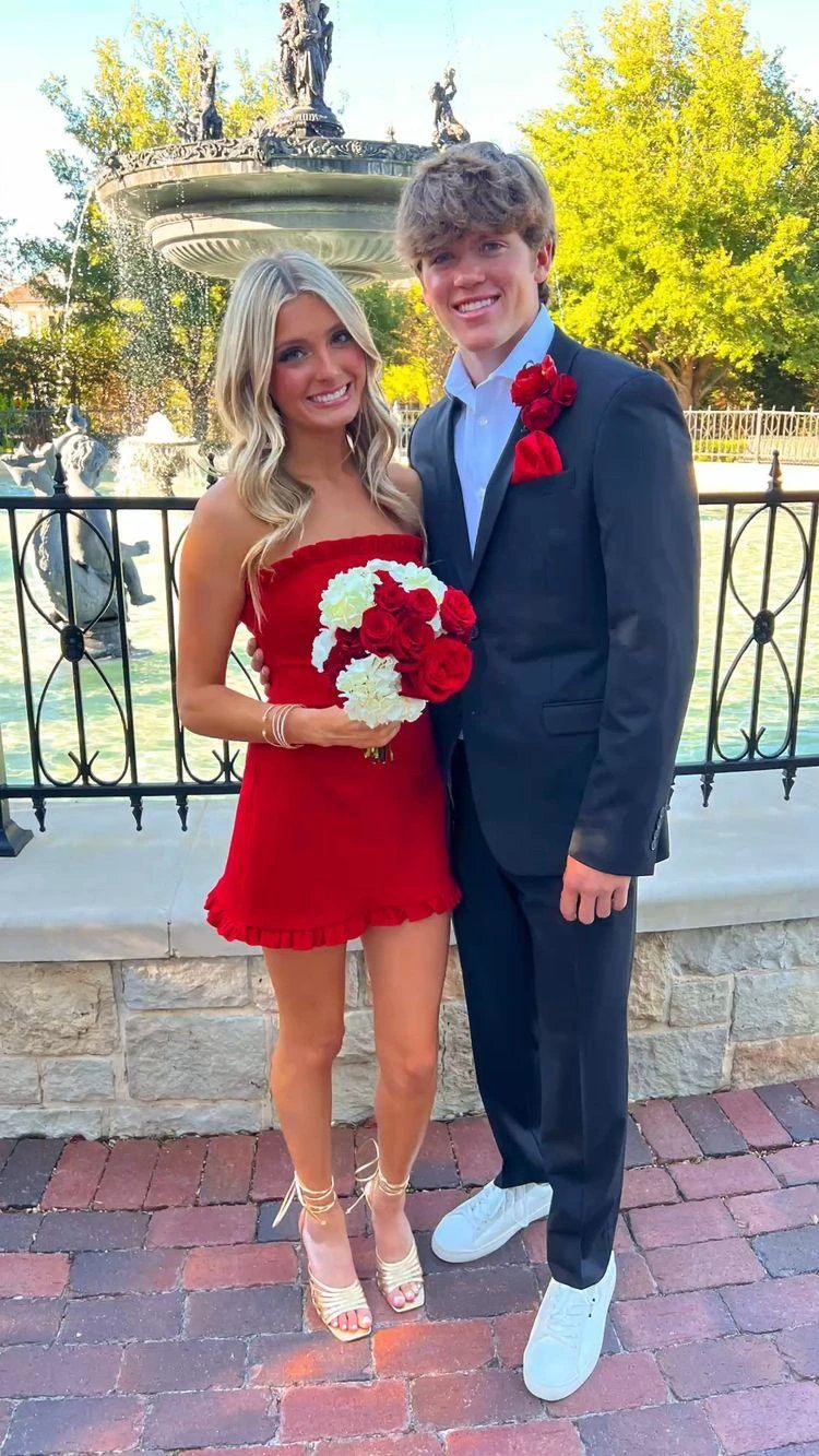 Red Strapless Short Homecoming Dress Birthday Party Dress Y1599 by simplepromdress