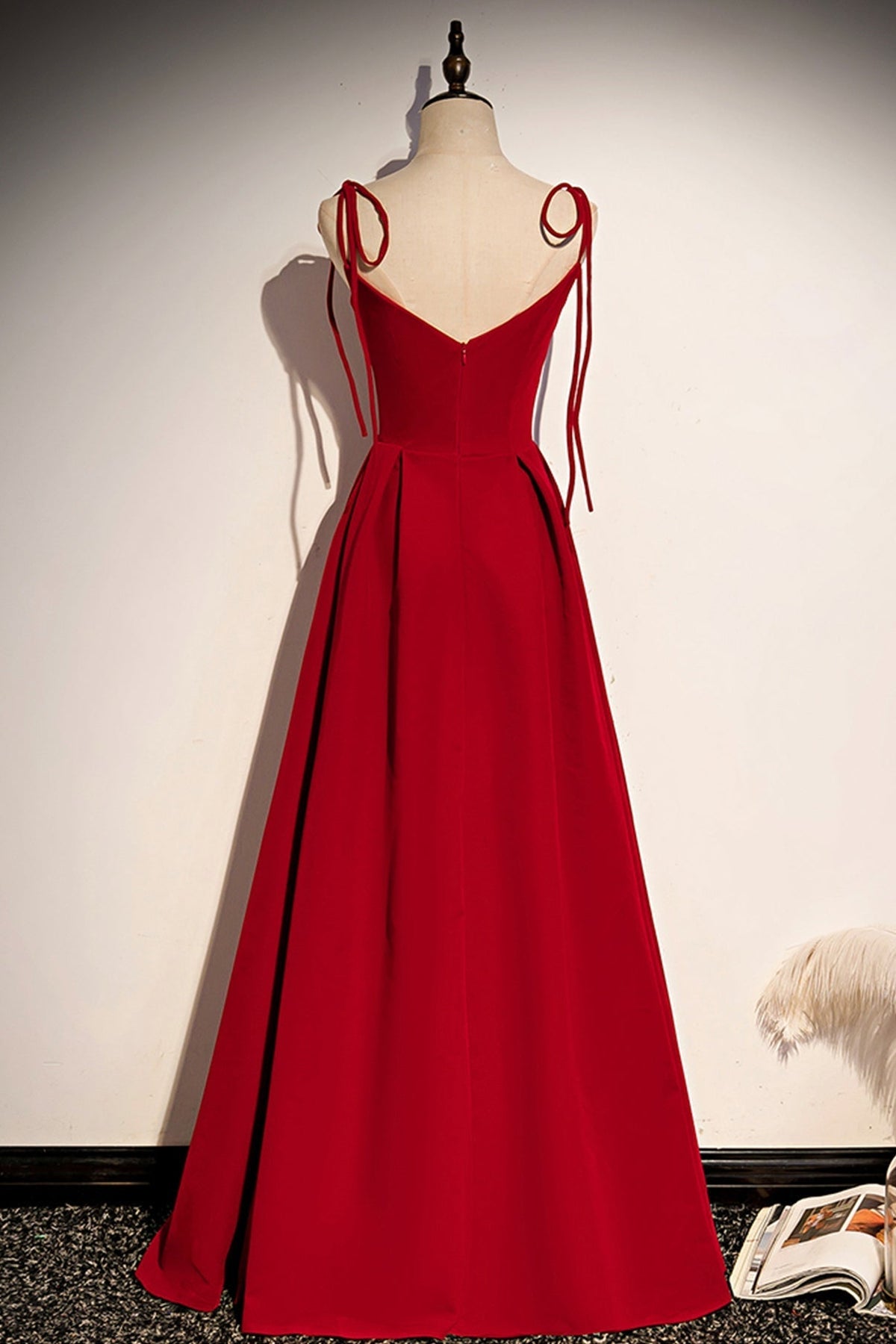 Simple velvet long A line prom dress evening dress s70 - View 3 | VelvetHem