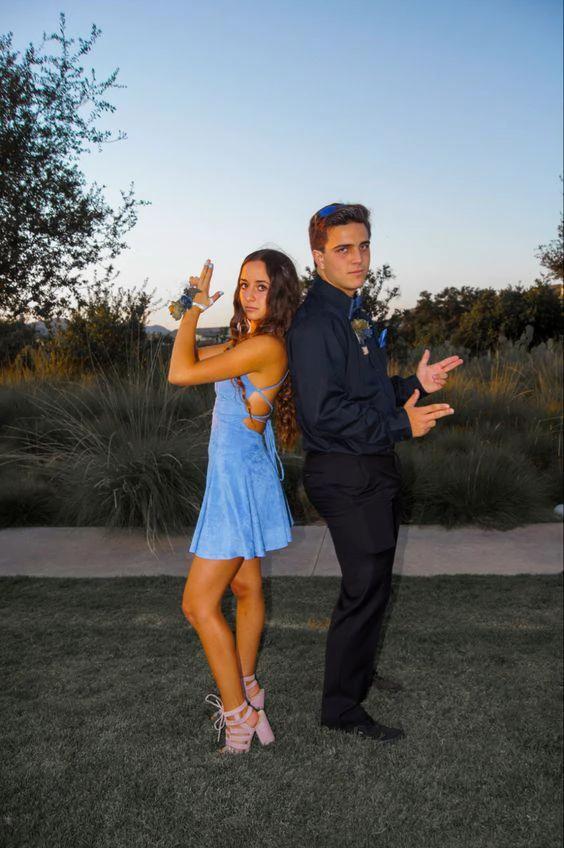 Cute A-line Blue Short Homecoming Dress Party Dress (ZD12415)