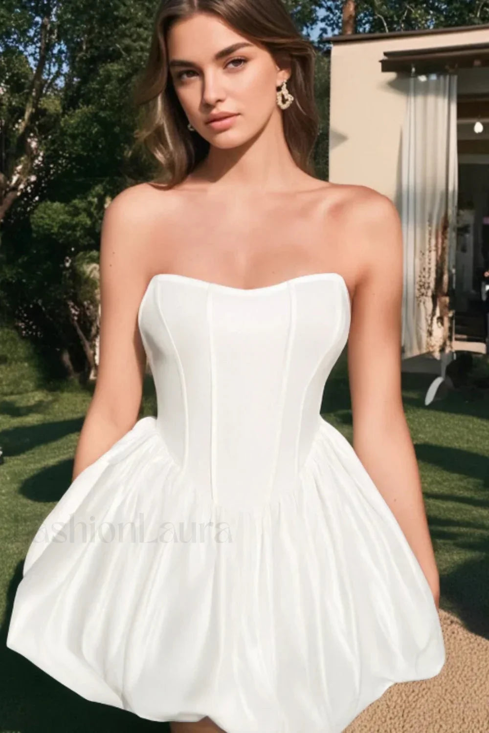 Fishbone Tube Top Tailored Dress for Streetwear Style Boutique Fashion Style
