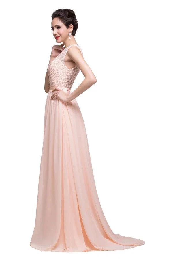 Floor-length A-line Crew Sash Chiffon Appliques Bridesmaid Dresses (ZD13086)