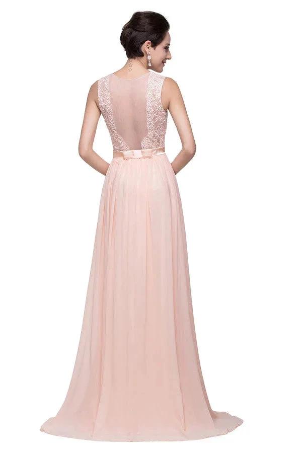 Floor-length A-line Crew Sash Chiffon Appliques Bridesmaid Dresses (ZD13086)