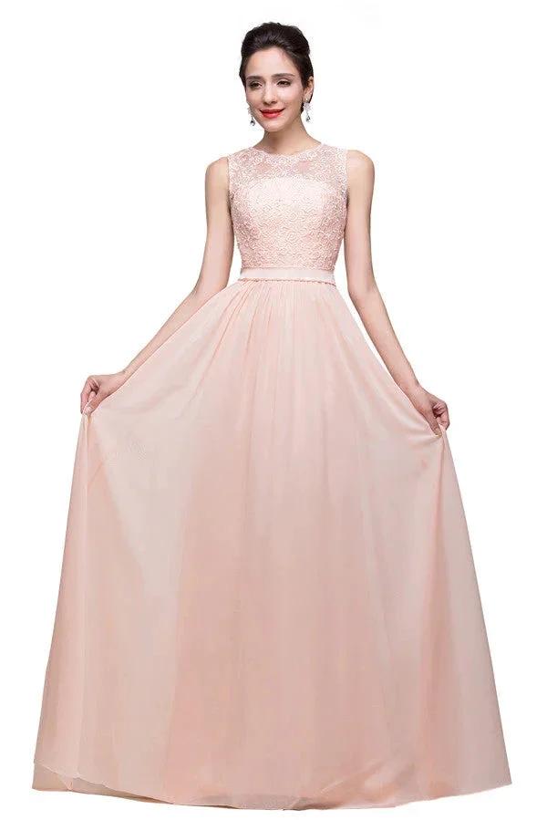 Floor-length A-line Crew Sash Chiffon Appliques Bridesmaid Dresses by misshow.com