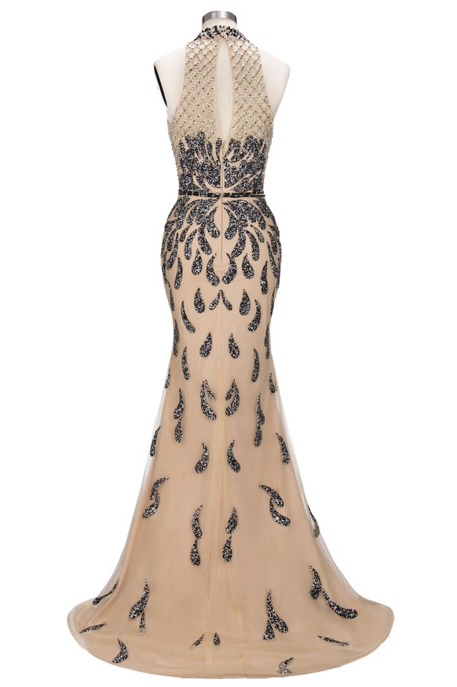 Floor Length Mermaid Halter Sequined Patterns Prom Dresses - View 5 | VelvetHem