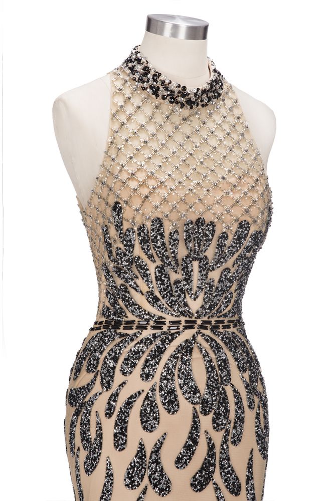 Floor Length Mermaid Halter Sequined Patterns Prom Dresses - View 6 | VelvetHem