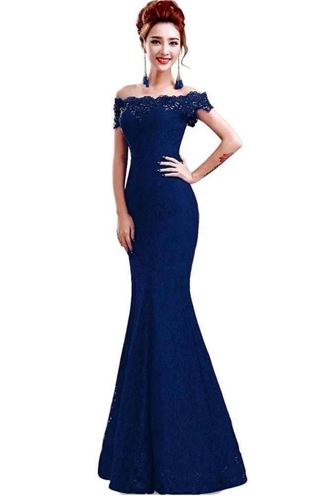 Floor-Length Mermaid Lace Off Shoulder Bridesmaid Dresses by misshow.com