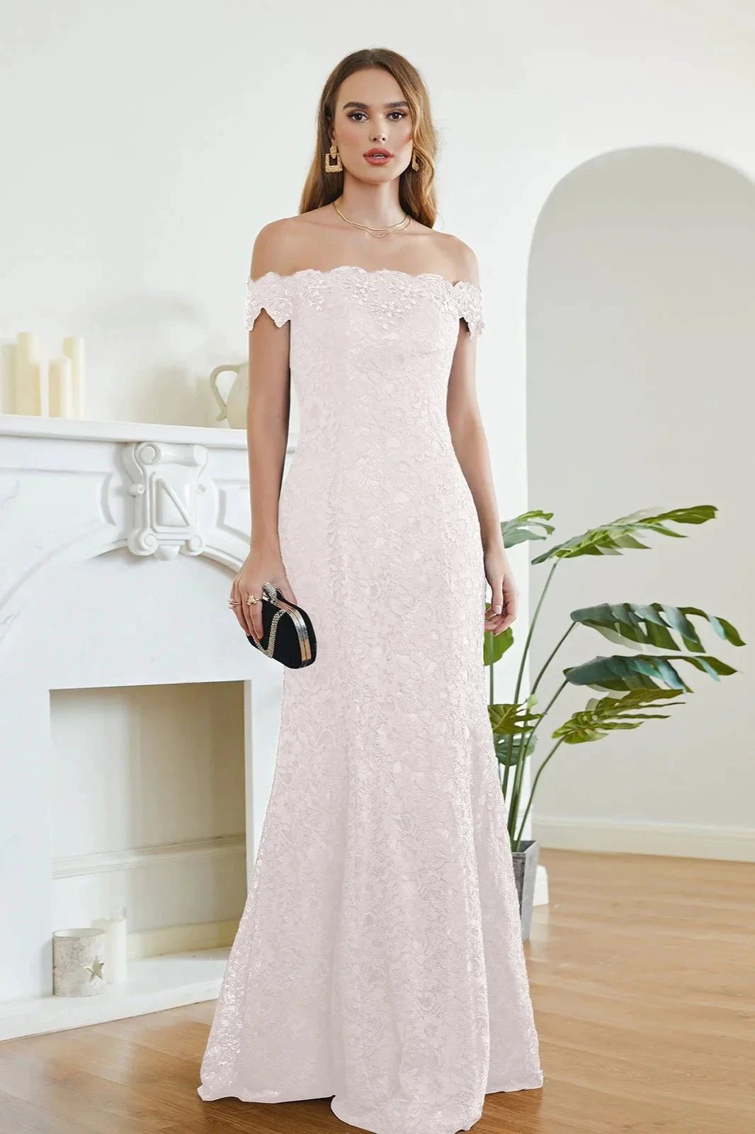 Floor-Length Mermaid Lace Off Shoulder Bridesmaid Dresses (ZD13088)