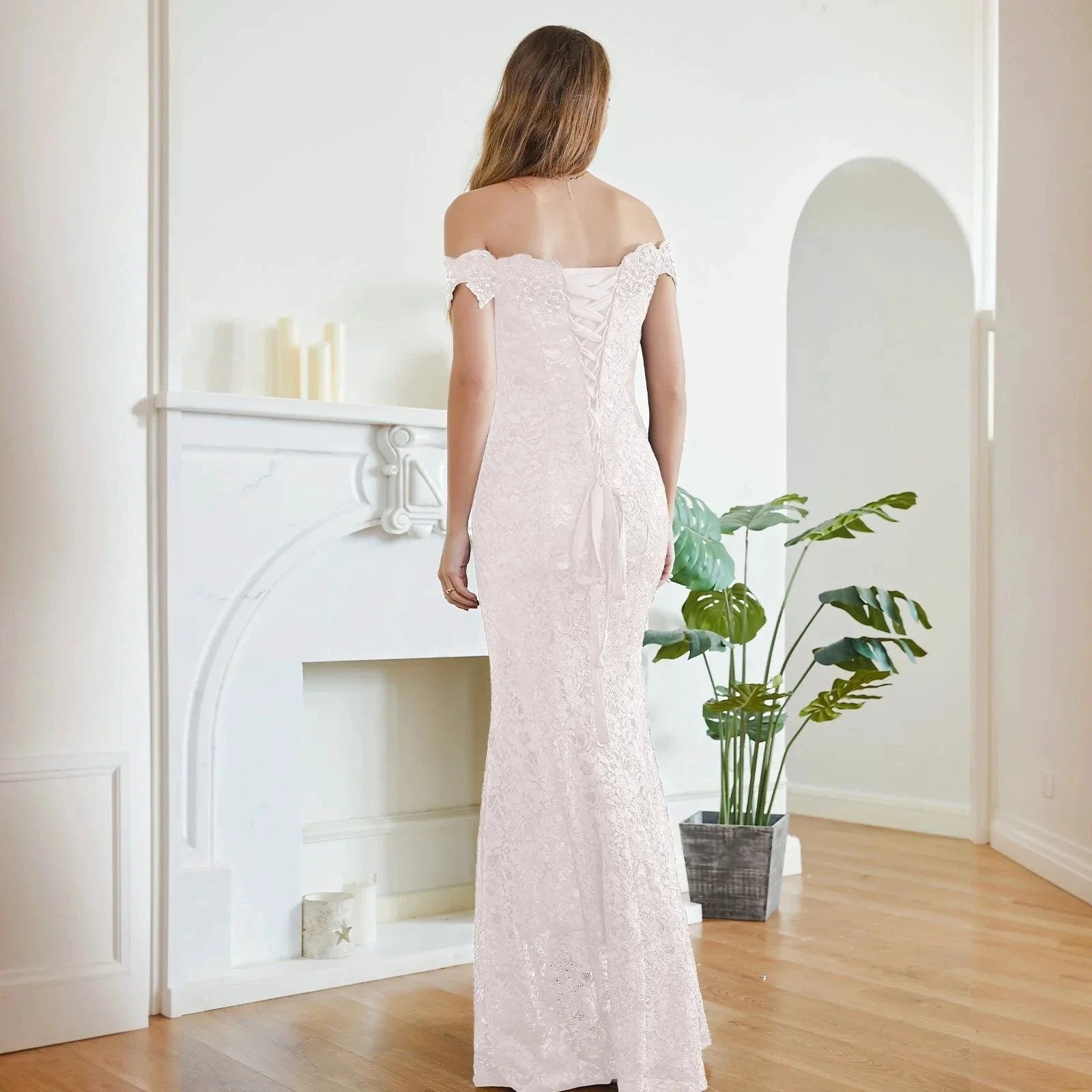 Floor-Length Mermaid Lace Off Shoulder Bridesmaid Dresses (ZD13088)