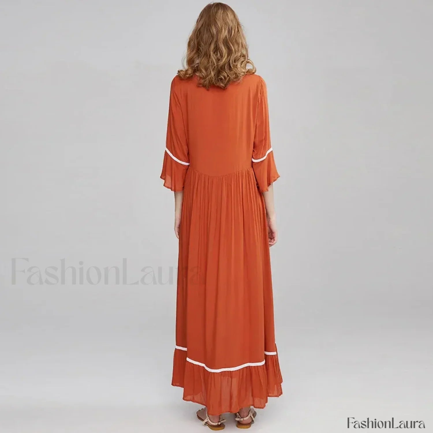 Floral Flare-Sleeve Boho Dress