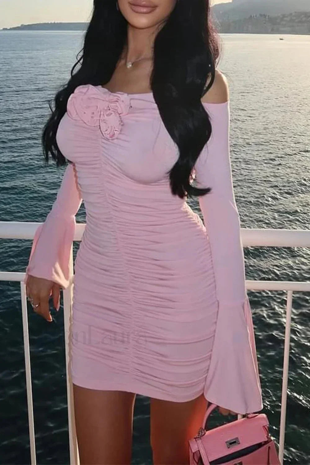 Floral Pleated Tube Premium Dress for Streetwear Style Boutique Fashion Style