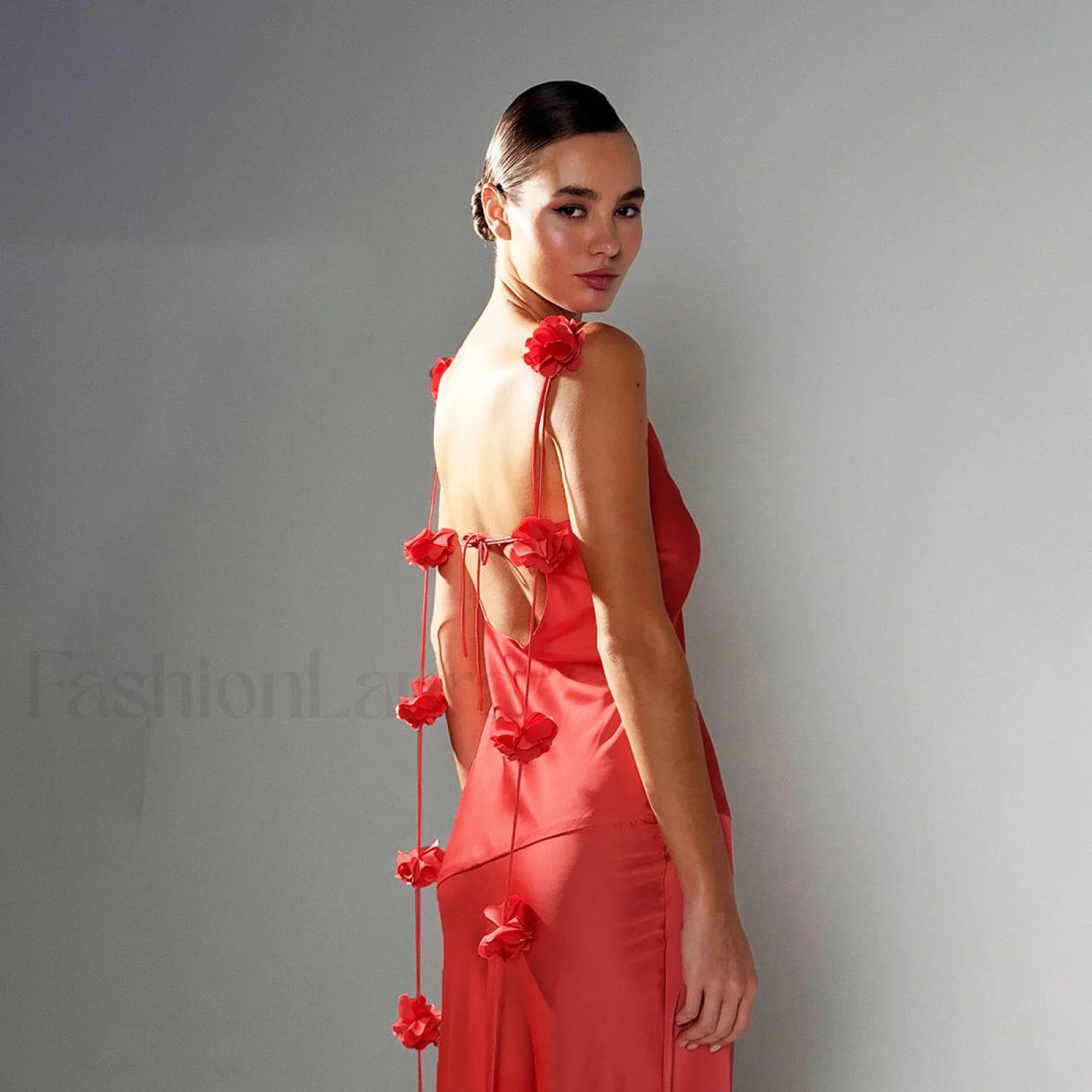 Floral Strappy Backless Dress with Relaxed Fit and Comfort Fit Design
