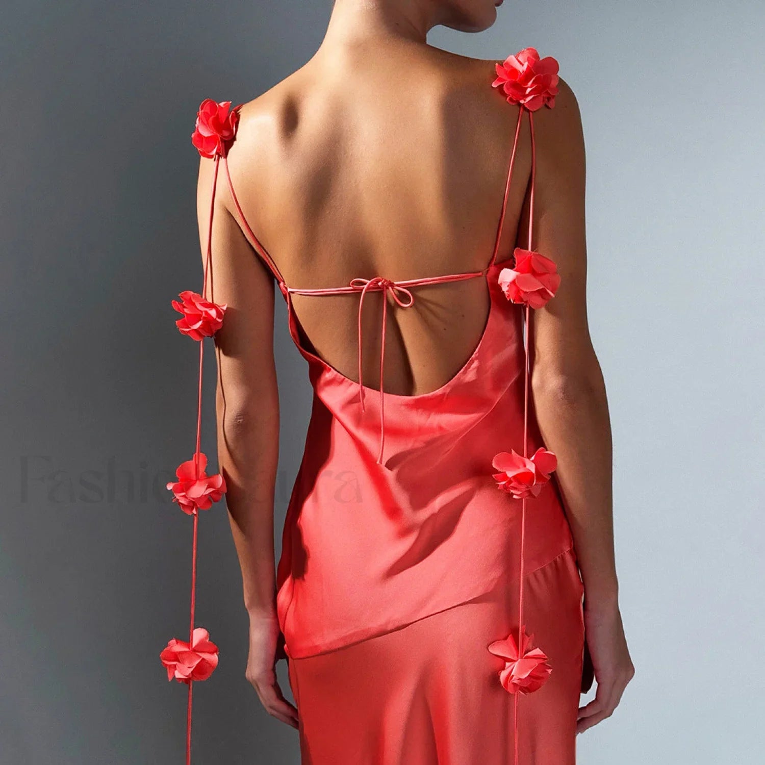 Floral Strappy Backless Dress with Relaxed Fit and Comfort Fit Design