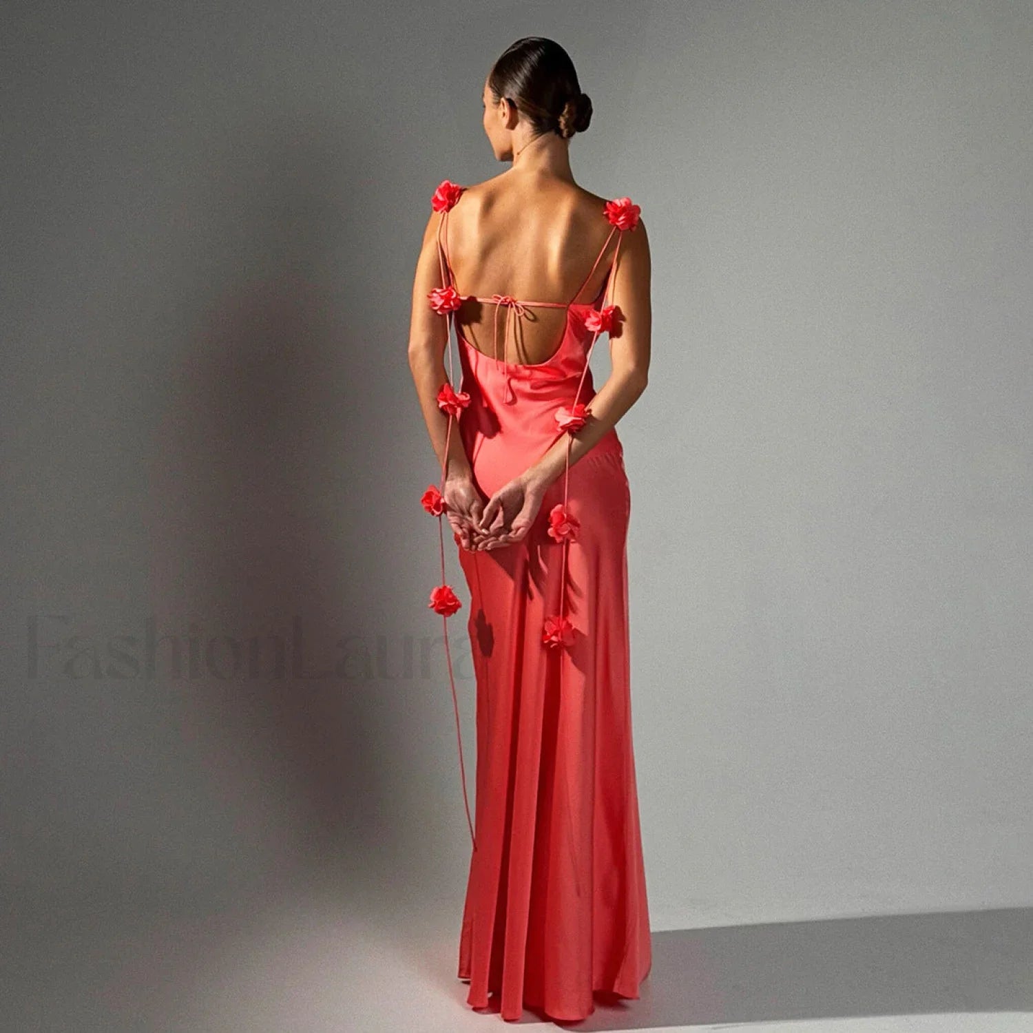 Floral Strappy Backless Dress with Relaxed Fit and Comfort Fit Design