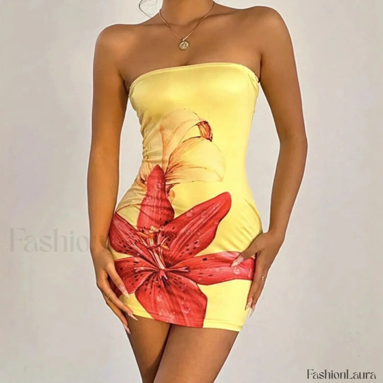 Floral Tube Top Elegant Dress for Layered Outfit Styling