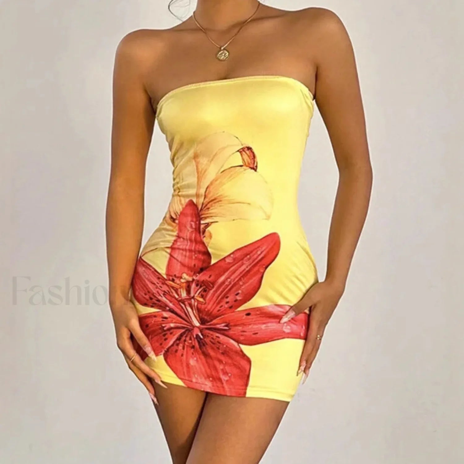 Floral Tube Top Elegant Dress for Layered Outfit Styling