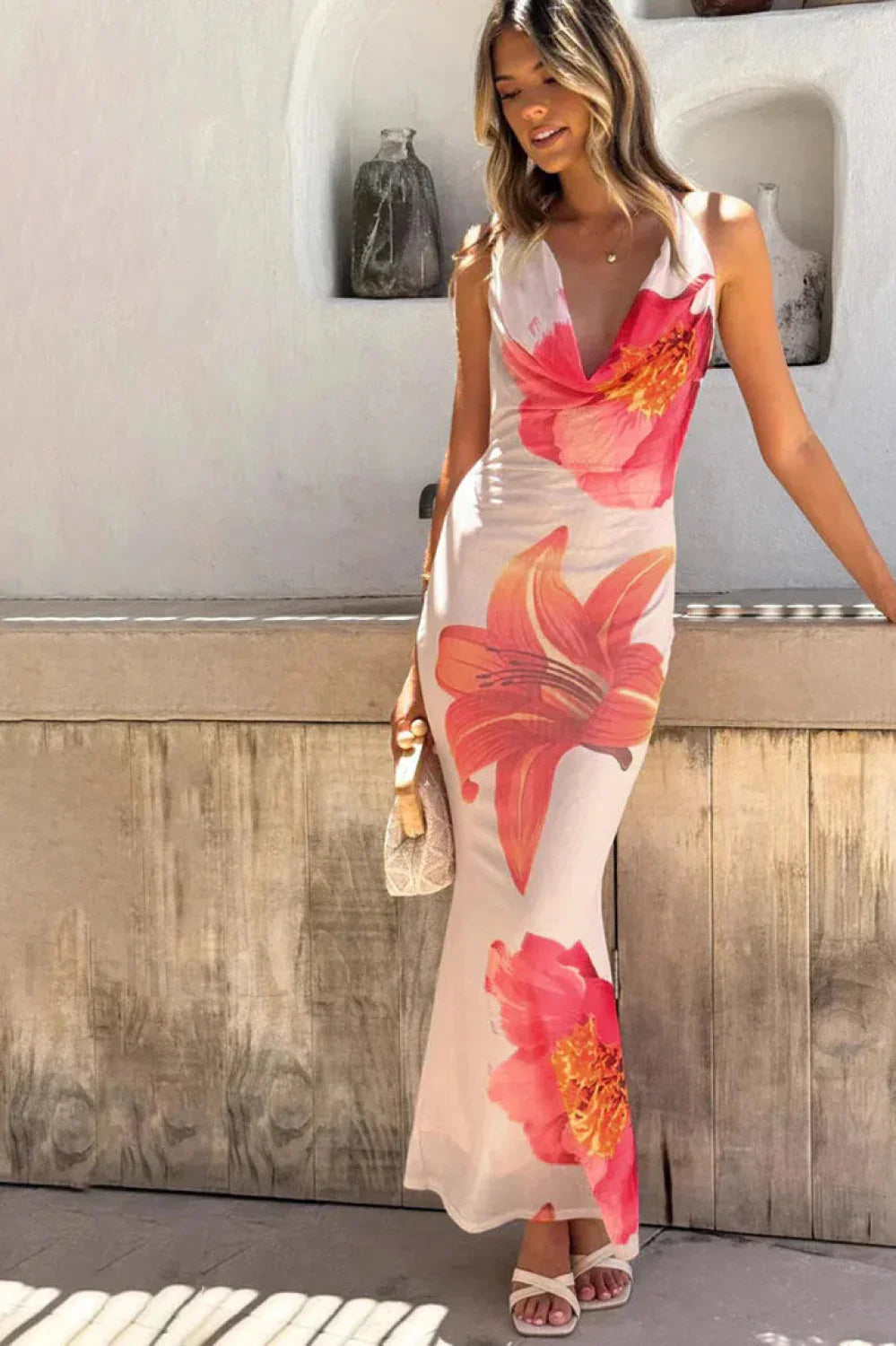 Flower Print Slim Contemporary Dress for Seasonal Wardrobe Essential
