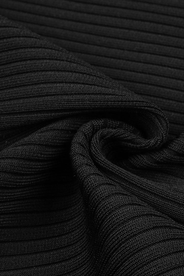 Fluffy Zipper Collar Long Sleeve Bodycon Ribbed Bandage Party Mini Dress - Fashionpara