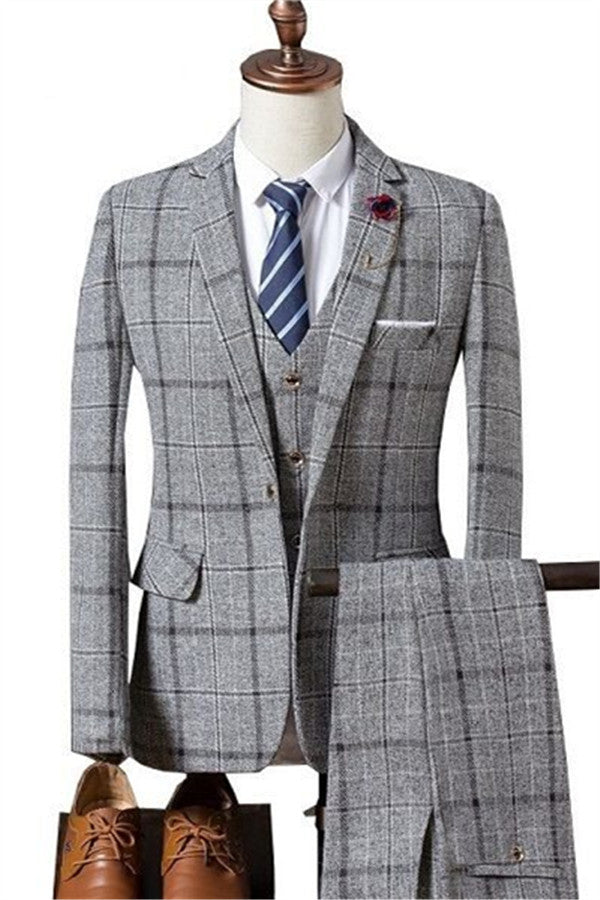 Formal Plaid Business Men Suits Decent Slim-Fit Marriage Suits Online