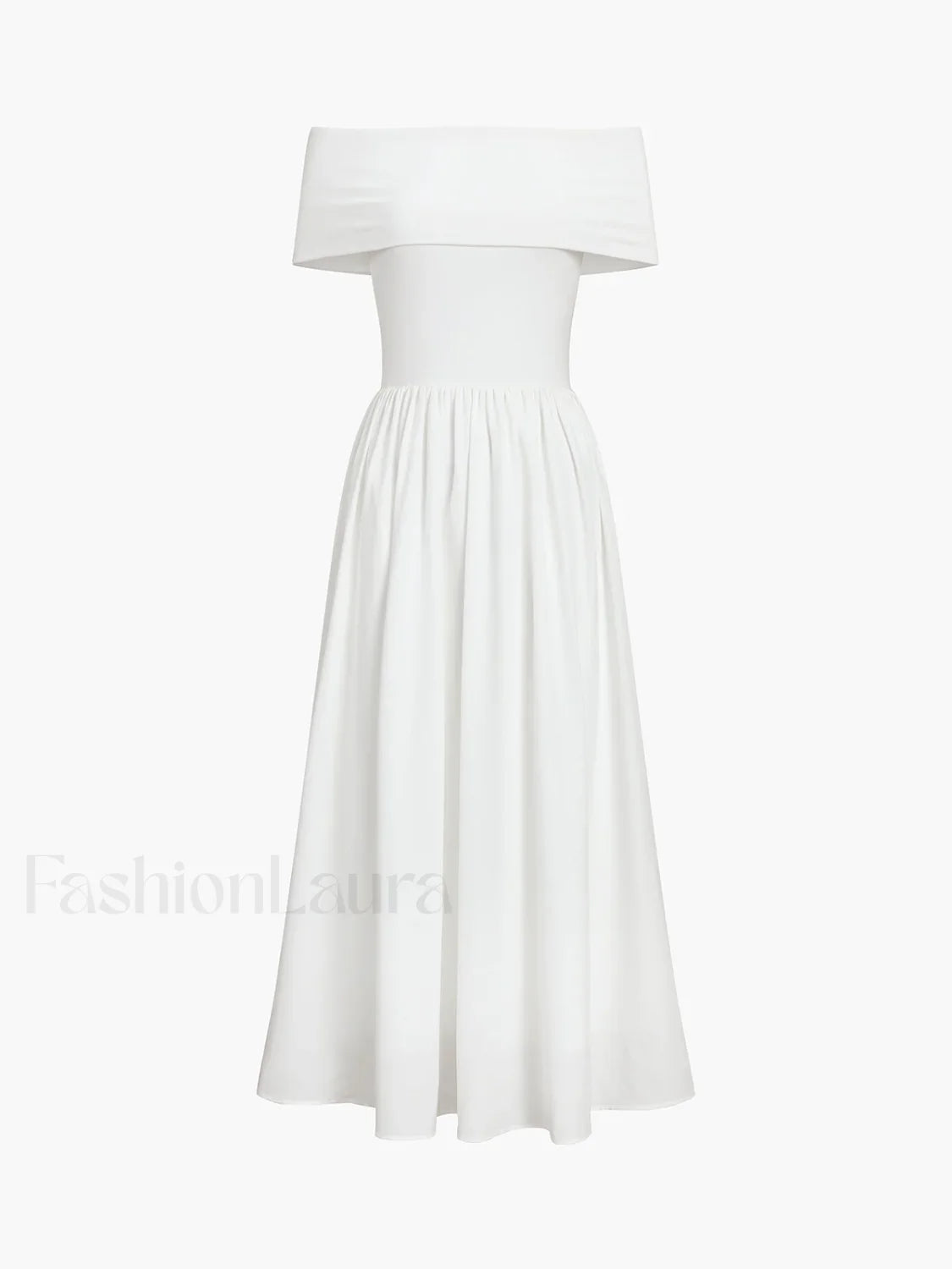 Frenchy Solid Graceful Off Shoulder Long Dress White / XS Dresses