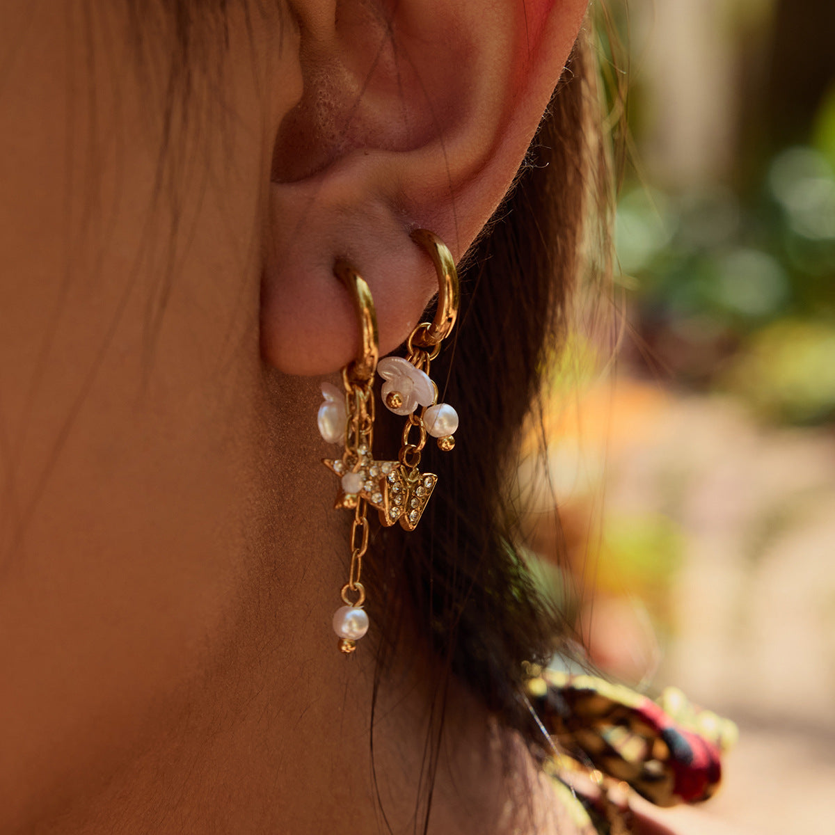 Pearl Stainless Steel Earrings Design Star Earrings