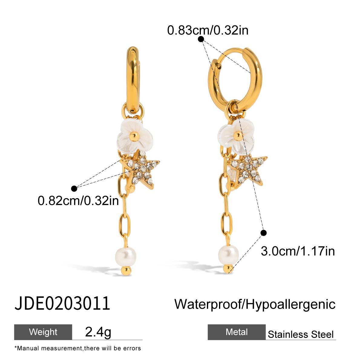 Pearl Stainless Steel Earrings Design Star Earrings