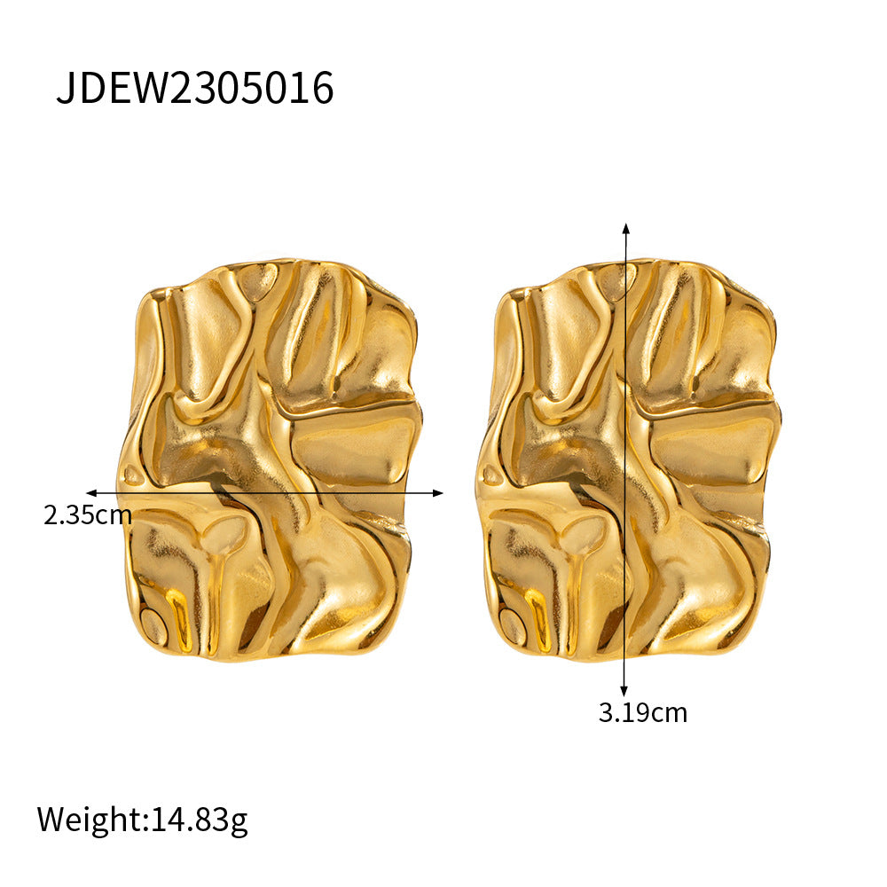 Irregular Geometric Stainless Steel Pleated Earrings G28