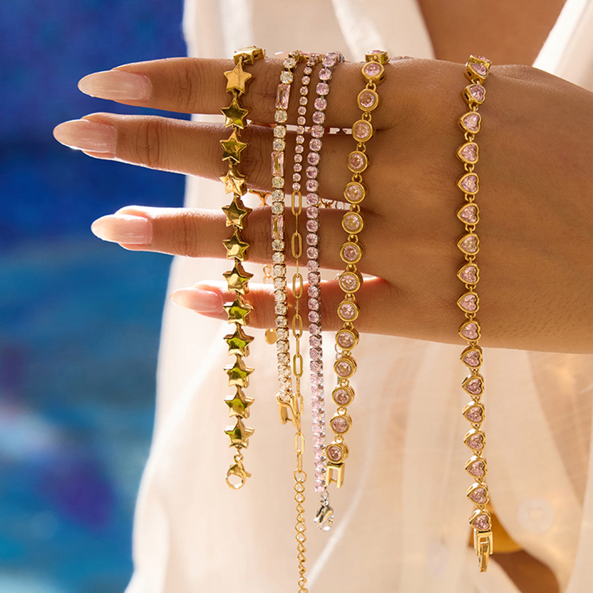 Stainless Steel Star Bracelet Rhinestone Bracelet