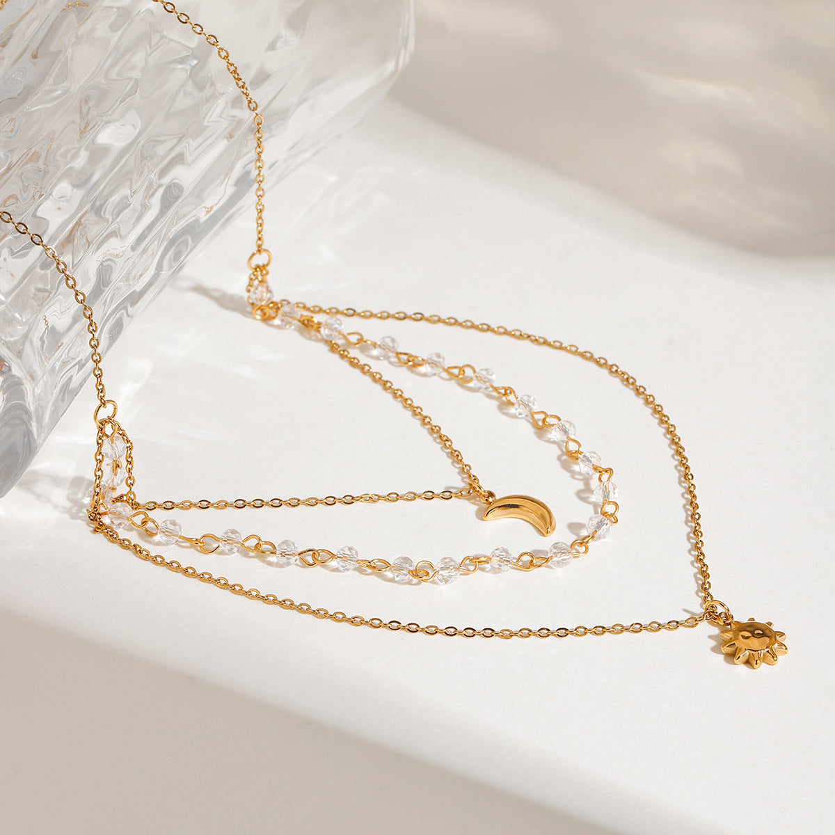 Retro Moon Stainless Steel Gold Necklace G7