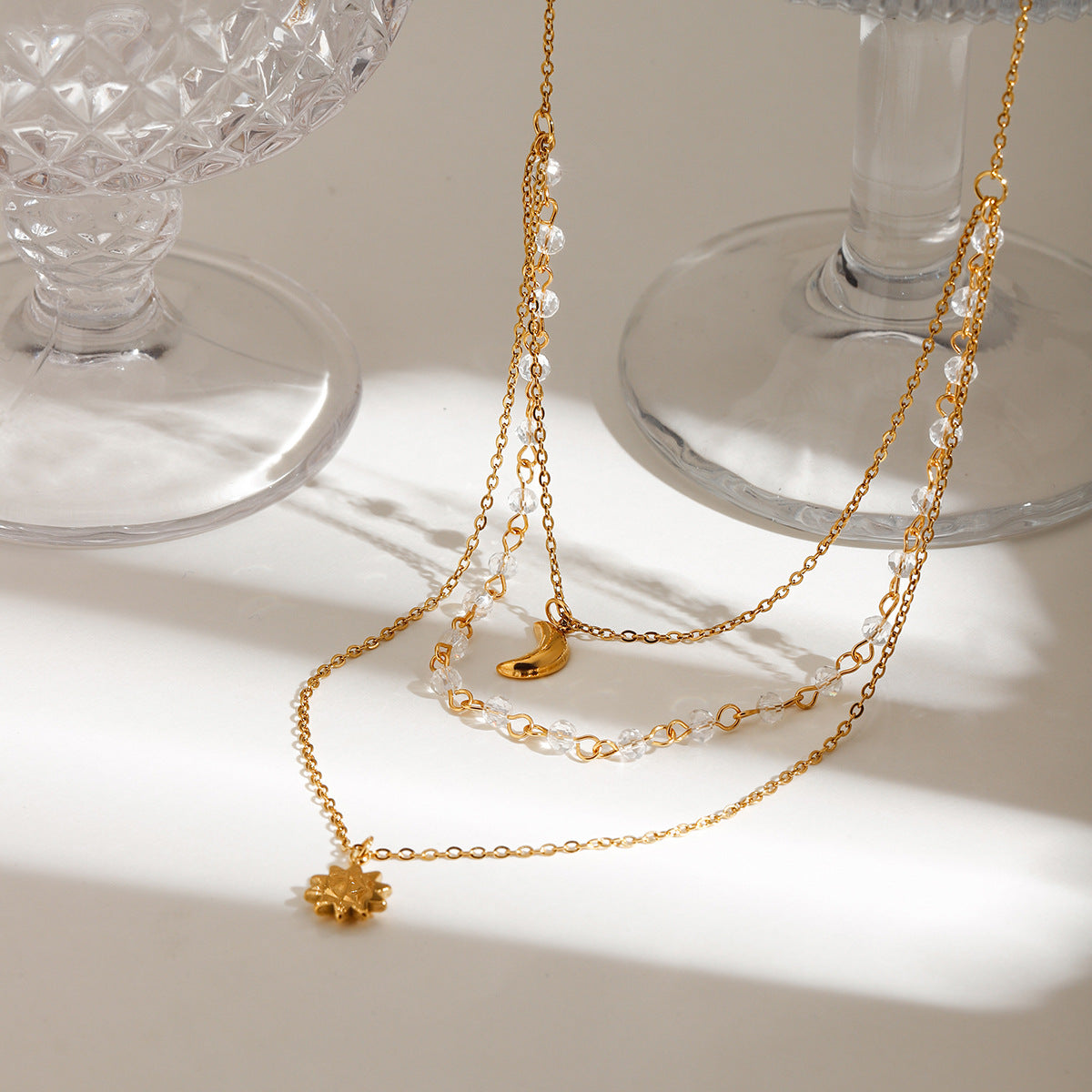 Retro Moon Stainless Steel Gold Necklace G7