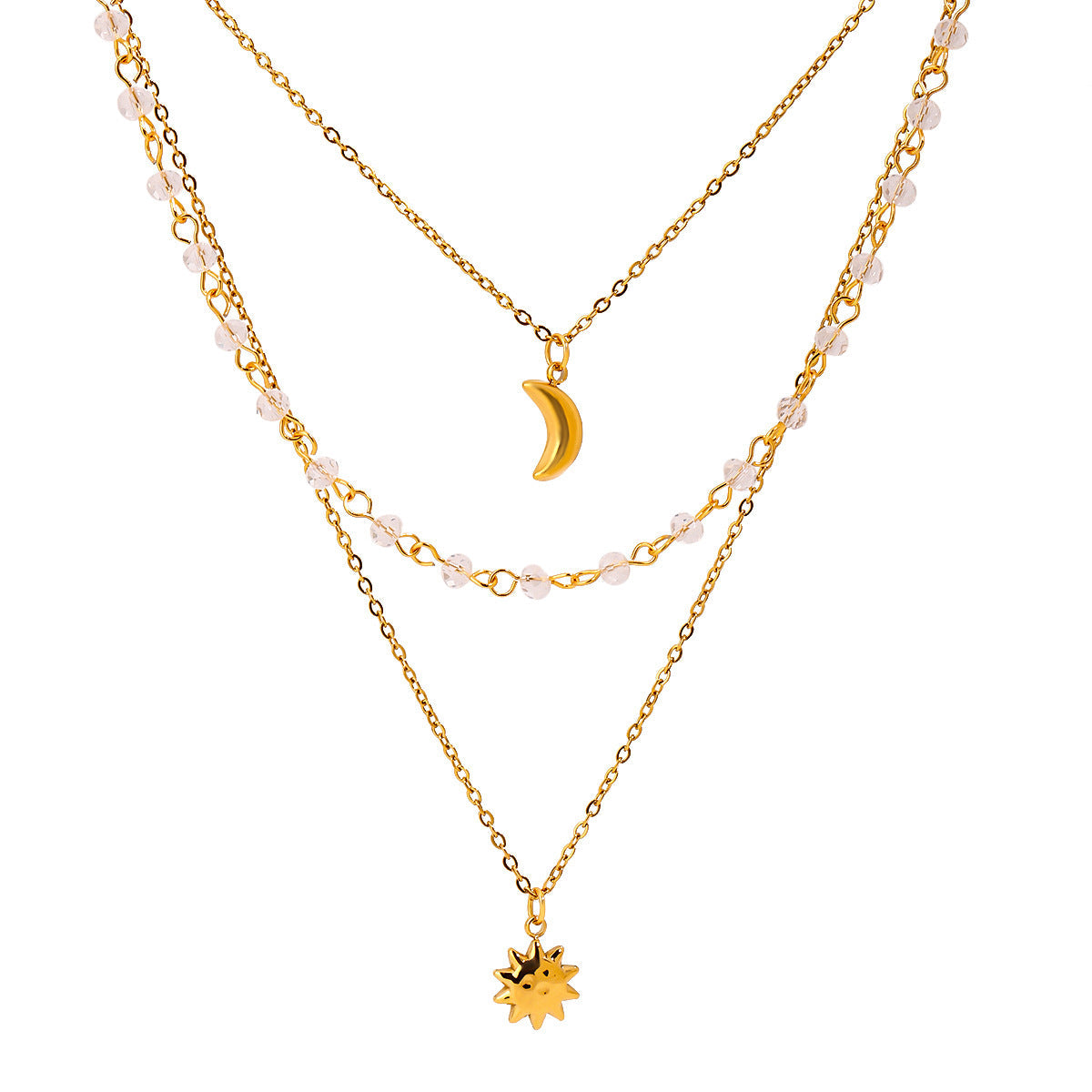 Retro Moon Stainless Steel Gold Necklace G7