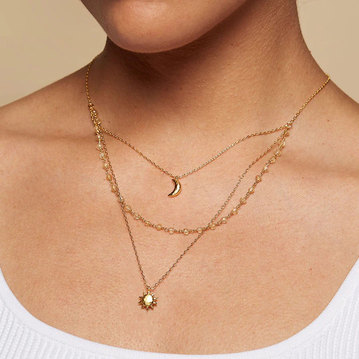 Retro Moon Stainless Steel Gold Necklace G7
