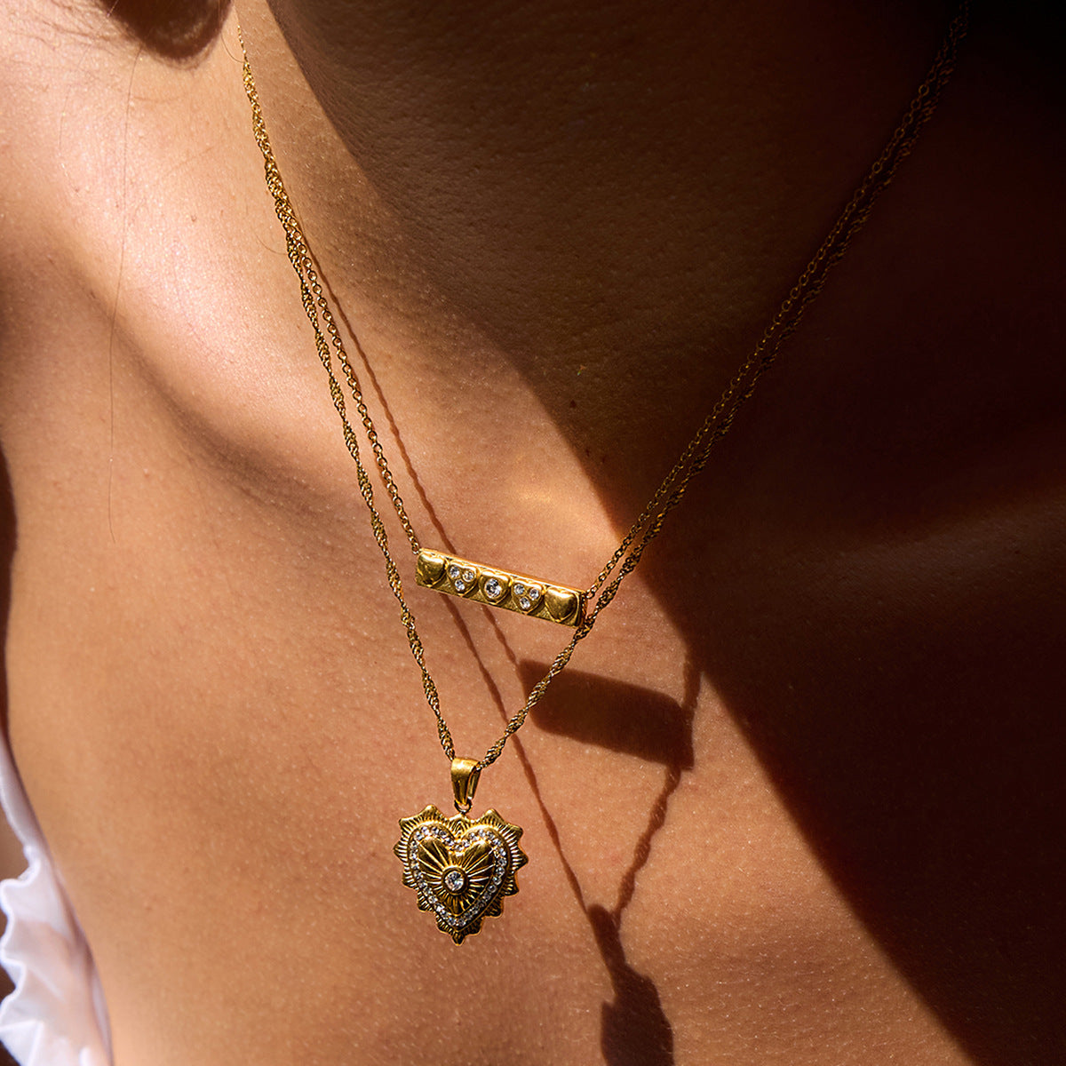 Heart Shape Stainless Steel Gold Necklace G9