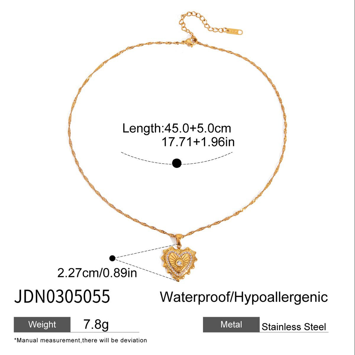 Heart Shape Stainless Steel Gold Necklace G9