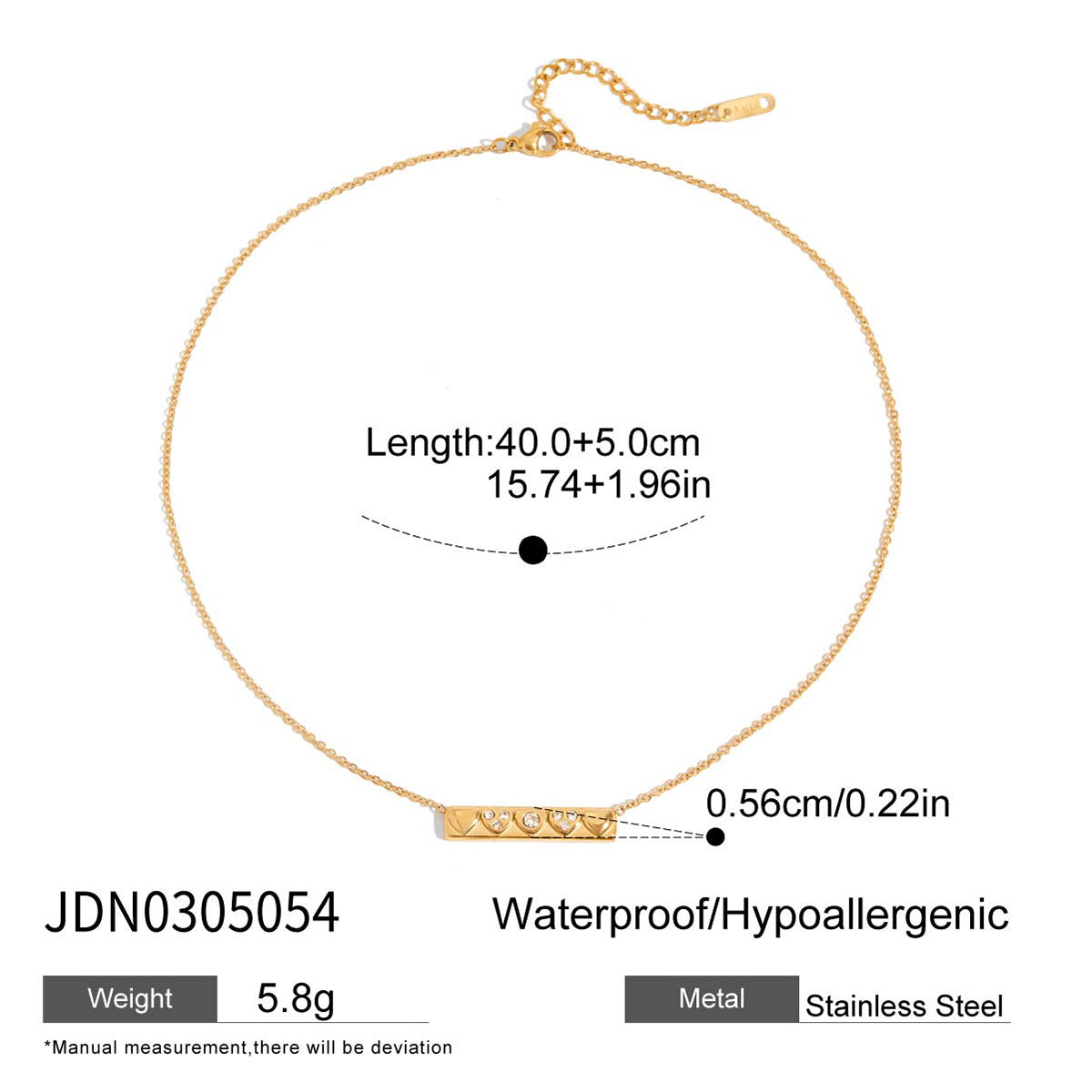 Heart Shape Stainless Steel Gold Necklace G9