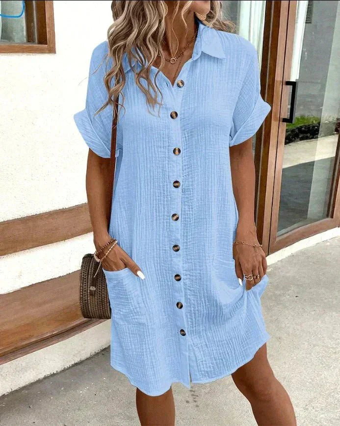 Ailín Minimalist Airy Shirt Dress Elevated Occasion Wear
