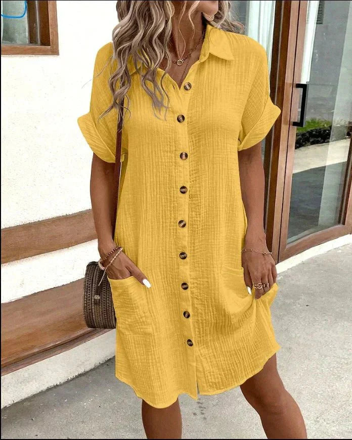 Ailín Minimalist Airy Shirt Dress Elevated Occasion Wear